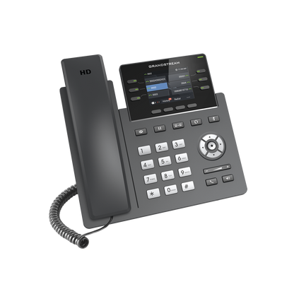 Teléfono IP Grado Operador, 3 líneas SIP con 6 cuentas, puertos Gigabit,PoE,  pantalla a color 2.4", codec Opus, IPV4/IPV6 con gestión en la nube GDMS