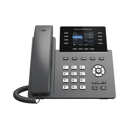 Teléfono IP Wi-Fi, Grado Operador, 8 líneas SIP con 4 cuentas, pantalla a color 2.8", puertos Gigabit, Bluetooth, PoE, codec Opus, IPV4/IPV6 con gestión en la nube GDMS
