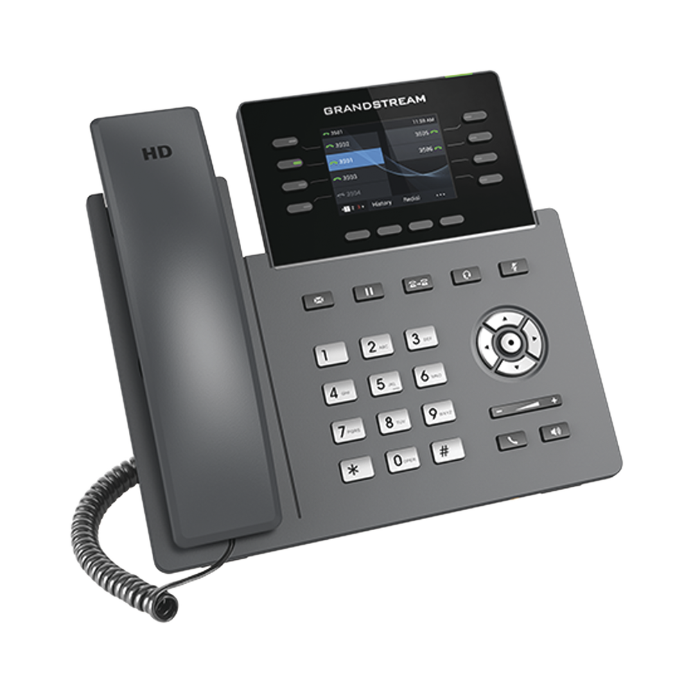 Teléfono IP Wi-Fi, Grado Operador, 8 líneas SIP con 4 cuentas, pantalla a color 2.8", puertos Gigabit, Bluetooth, PoE, codec Opus, IPV4/IPV6 con gestión en la nube GDMS