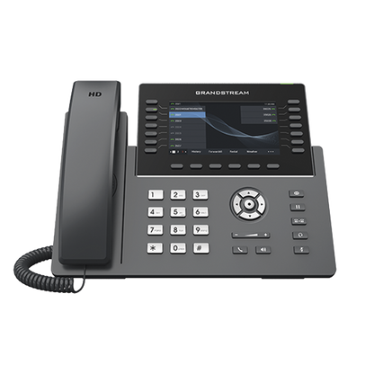 Teléfono IP Wi-Fi, Grado Operador, 14 líneas SIP con 6 cuentas, pantalla LCD  5", puertos Gigabit, Bluetooth, PoE, codec Opus, IPV4/IPV6 con gestión en la nube GDMS