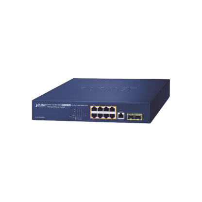 Switch PoE Administrable Capa 2, 8 Puertos PoE 802.3af/at/bt de 95 W, 2 Puertos SFP 100/1000X, Hasta 180 Watts