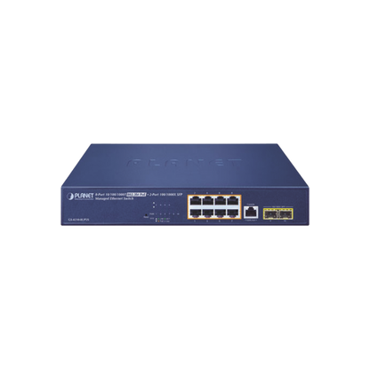 Switch PoE Administrable Capa 2, 8 Puertos PoE 802.3af/at/bt de 95 W, 2 Puertos SFP 100/1000X, Hasta 180 Watts