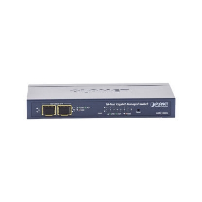 Switch Administrable de Escritorio de 8 Puertos Gigabit/ 2 Puertos SFP / 20 Gbps Switching / PoE In 802.3af/at / Dual Power DC + PoE / VLAN Q-in-Q / IPv6/IPv4/  Administración Remota con CloudNMS