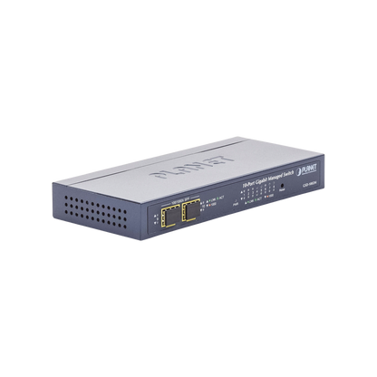 Switch Administrable de Escritorio de 8 Puertos Gigabit/ 2 Puertos SFP / 20 Gbps Switching / PoE In 802.3af/at / Dual Power DC + PoE / VLAN Q-in-Q / IPv6/IPv4/  Administración Remota con CloudNMS