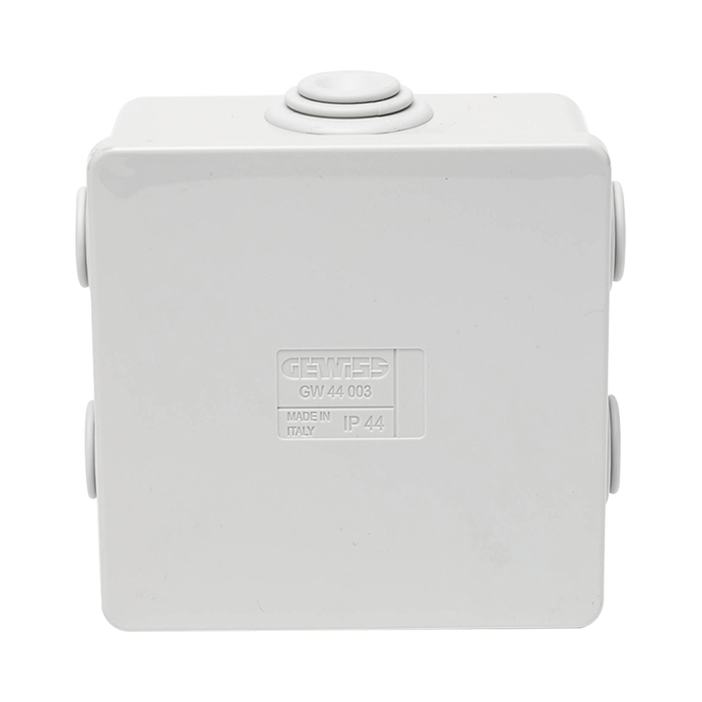 Caja Estanca de PVC Para Derivación y Conexión, 6 Entradas, Tapa a Presión, 80×80×40 mm (Mayor Área Interna, Uso Exterior IP44, Material que no Propaga el Fuego y Libre de Hálogenos