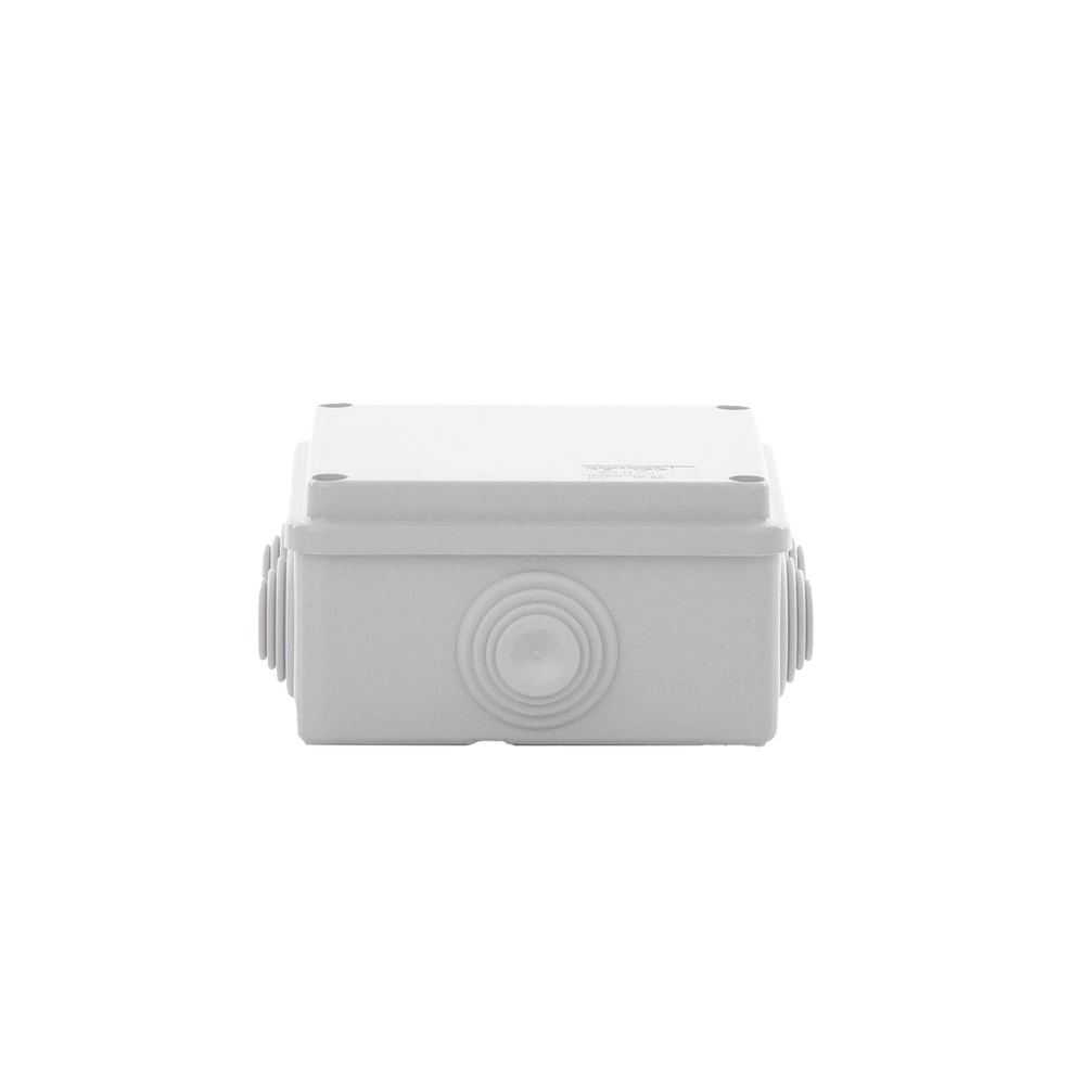 Caja Estanca de PVC Para Derivación y Conexión, 6 Entradas, Tapa Atornillada,100x100x50 mm (Área Interna), Uso Exterior IP55, Material que no Propaga el Fuego y Libre de Hálogenos