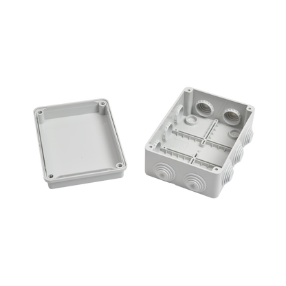 Caja Estanca de PVC Para Derivación y Conexión, 10 Entradas, Tapa Atornillada, 150x110x70 mm (Área interna), Uso Exterior IP55, Material que no Propaga el Fuego y Libre de Hálogenos