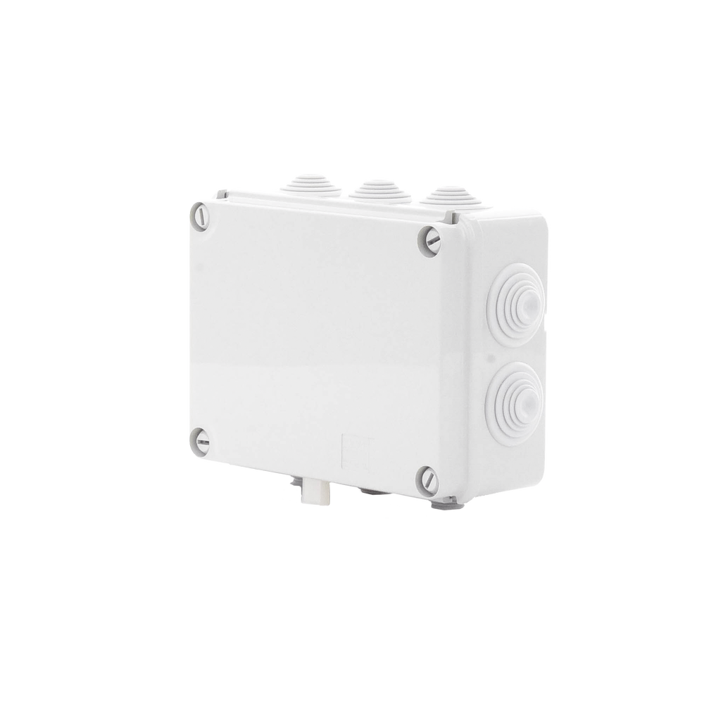 Caja de derivación de PVC Auto-extinguible con 10 entradas, tapa atornillada, 190 x 140 x 70 MM, Para Exterior (IP55)