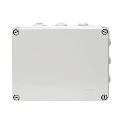 Caja Estanca de PVC Para Derivación y Conexión, 12 Entradas, Tapa Atornillada, 240x190x90 mm (Área interna), Uso Exterior IP55, Material que no Propaga el Fuego y Libre de Hálogenos