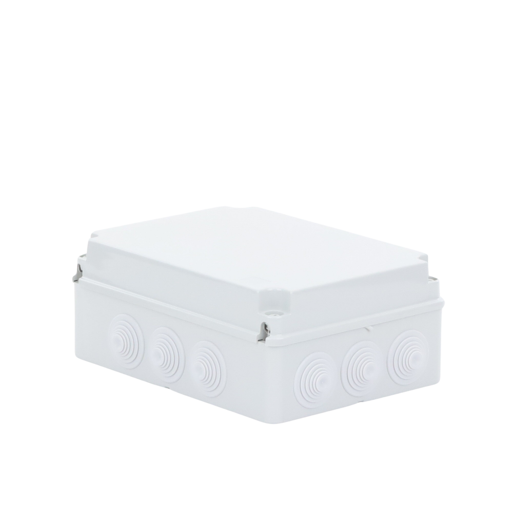 Caja Estanca de PVC Para Derivación y Conexión, 12 Entradas, Tapa Atornillada, 300x220x120 mm  (Área interna), Uso Exterior IP55, Material que no Propaga el Fuego y Libre de Hálogenos