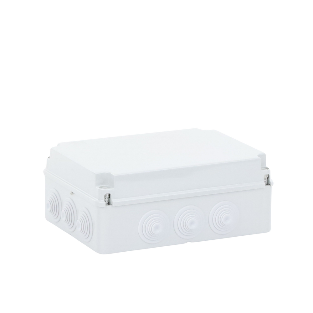Caja Estanca de PVC Para Derivación y Conexión, 12 Entradas, Tapa Atornillada, 300x220x120 mm  (Área interna), Uso Exterior IP55, Material que no Propaga el Fuego y Libre de Hálogenos