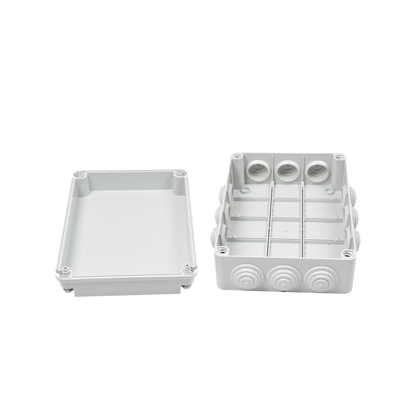 Caja Estanca de PVC Para Derivación y Conexión, 12 Entradas, Tapa Atornillada, 300x220x120 mm  (Área interna), Uso Exterior IP55, Material que no Propaga el Fuego y Libre de Hálogenos