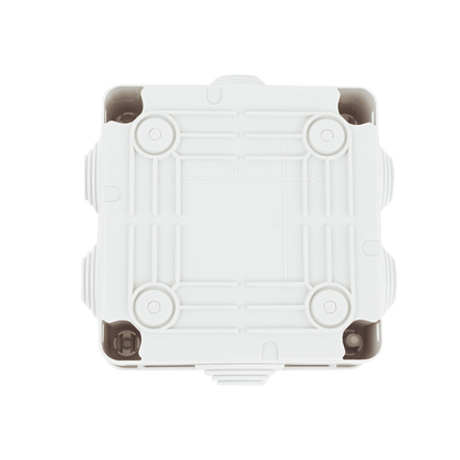 Caja Estanca de PVC Para Derivación y Conexión, 6 Entradas, Tapa con Tornillo de 1/4" de Vuelta, 100x100x50 mm (Área Interna), Uso Exterior IP55, Material que no Propaga el Fuego y Libre de Hálogenos