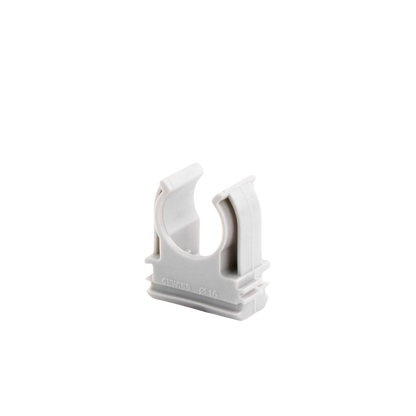 Soporte de presión (Abrazadera), PVC Auto-extinguible, abierto para tubería de 16 mm