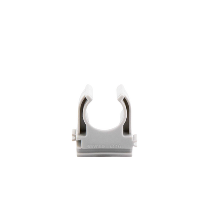Soporte de presión (Abrazadera), PVC Auto-extinguible, abierto para tubería de 16 mm