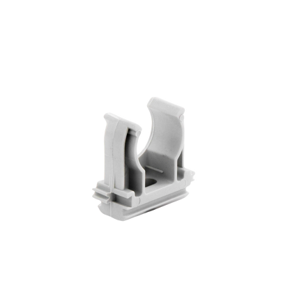 Soporte de presión (Abrazadera), PVC Auto-extinguible, abierto para tubería de 20 mm