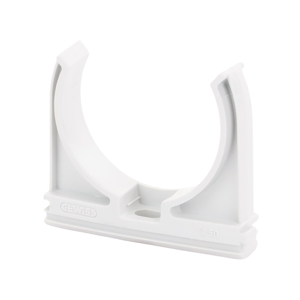 Soporte de presión (Abrazadera), PVC Auto-extinguible, abierto para tubería de 50 mm