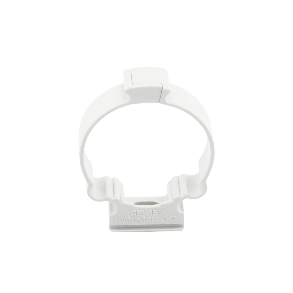 Soporte de collar (Abrazadera), PVC Auto-extinguible, cerrado para tubería de 40 mm