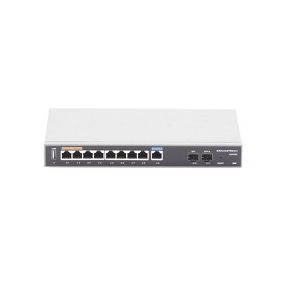 Router Gigabit VPN / Balanceador de cargas / 60,000 sesiones NAT /  9 puertos 10/100/1000 Mbps + 2 puertos SFP (WAN/LAN) / 1 puerto entrada PoE(af/at) / 2 puertos salida PoE (af/at) / Compatible con GWN Cloud.
