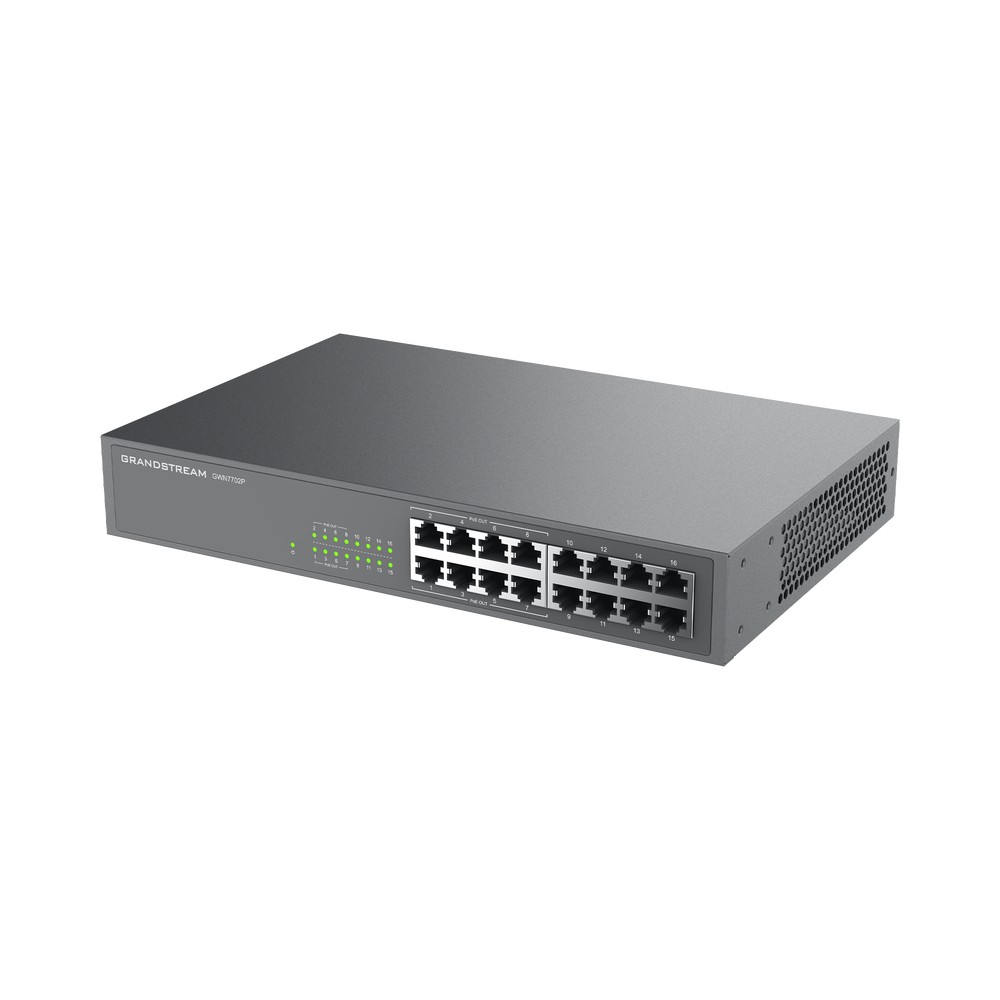 Switch PoE+ 16 Puertos Gigabit No Administrable / 8 puertos 10/100/1000 Mbps / 8 puertos PoE+ / hasta 145W
