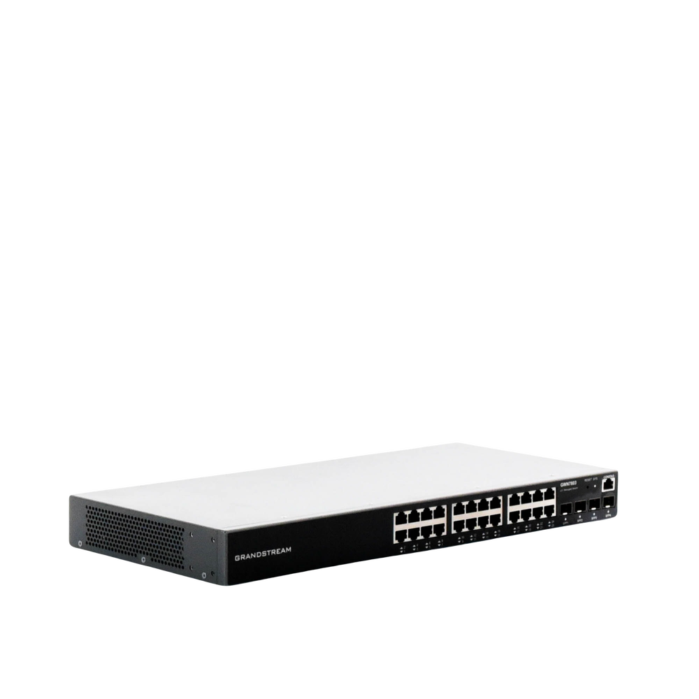 Switch Gigabit Administrable / 24 puertos 10/100/1000 Mbps + 4 Puertos SFP Uplink / Compatible con GWN Cloud.