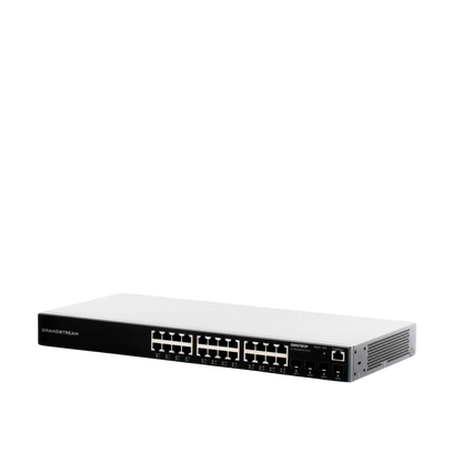 Switch PoE+ Administrable / 24 Puertos 10/100/1000 Mbps + 4 SFP / 360W PoE Total / Switching 56 Gbps / Cloud GWN Sin Costo / Montable en Rack