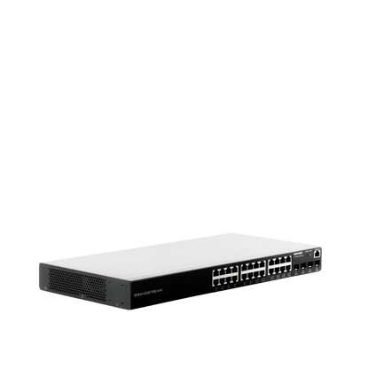 Switch PoE+ Administrable / 24 Puertos 10/100/1000 Mbps + 4 SFP / 360W PoE Total / Switching 56 Gbps / Cloud GWN Sin Costo / Montable en Rack