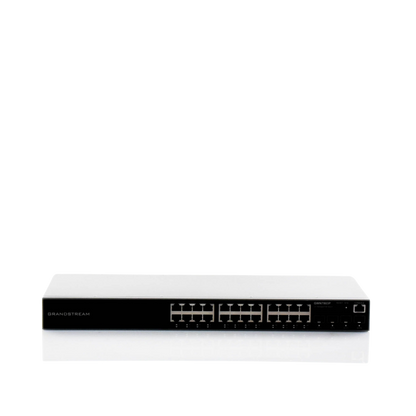 Switch PoE+ Administrable / 24 Puertos 10/100/1000 Mbps + 4 SFP / 360W PoE Total / Switching 56 Gbps / Cloud GWN Sin Costo / Montable en Rack