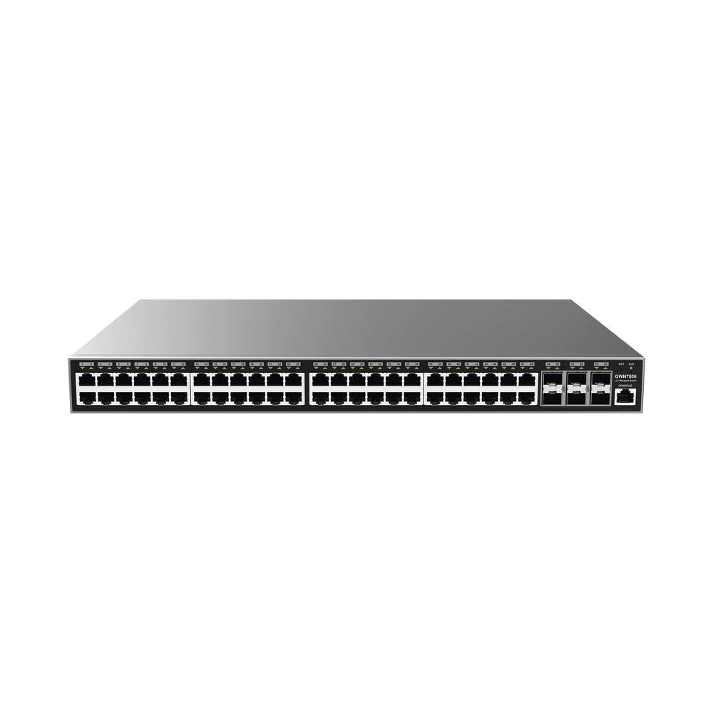 Switch Gigabit  Administrable / 48 puertos 10/100/1000 Mbps + 6 Puertos SFP+ / Compatible con GWN Cloud.