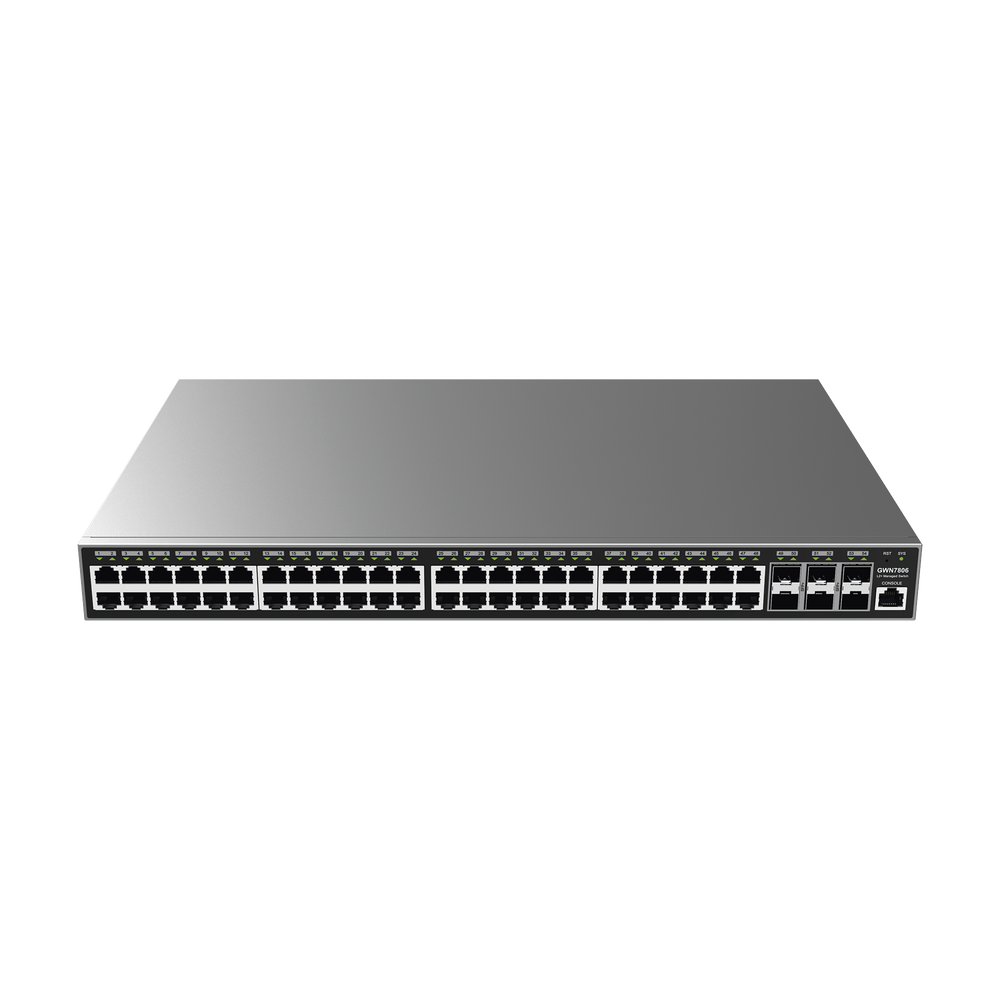 Switch Gigabit  Administrable / 48 puertos 10/100/1000 Mbps + 6 Puertos SFP+ / Compatible con GWN Cloud.
