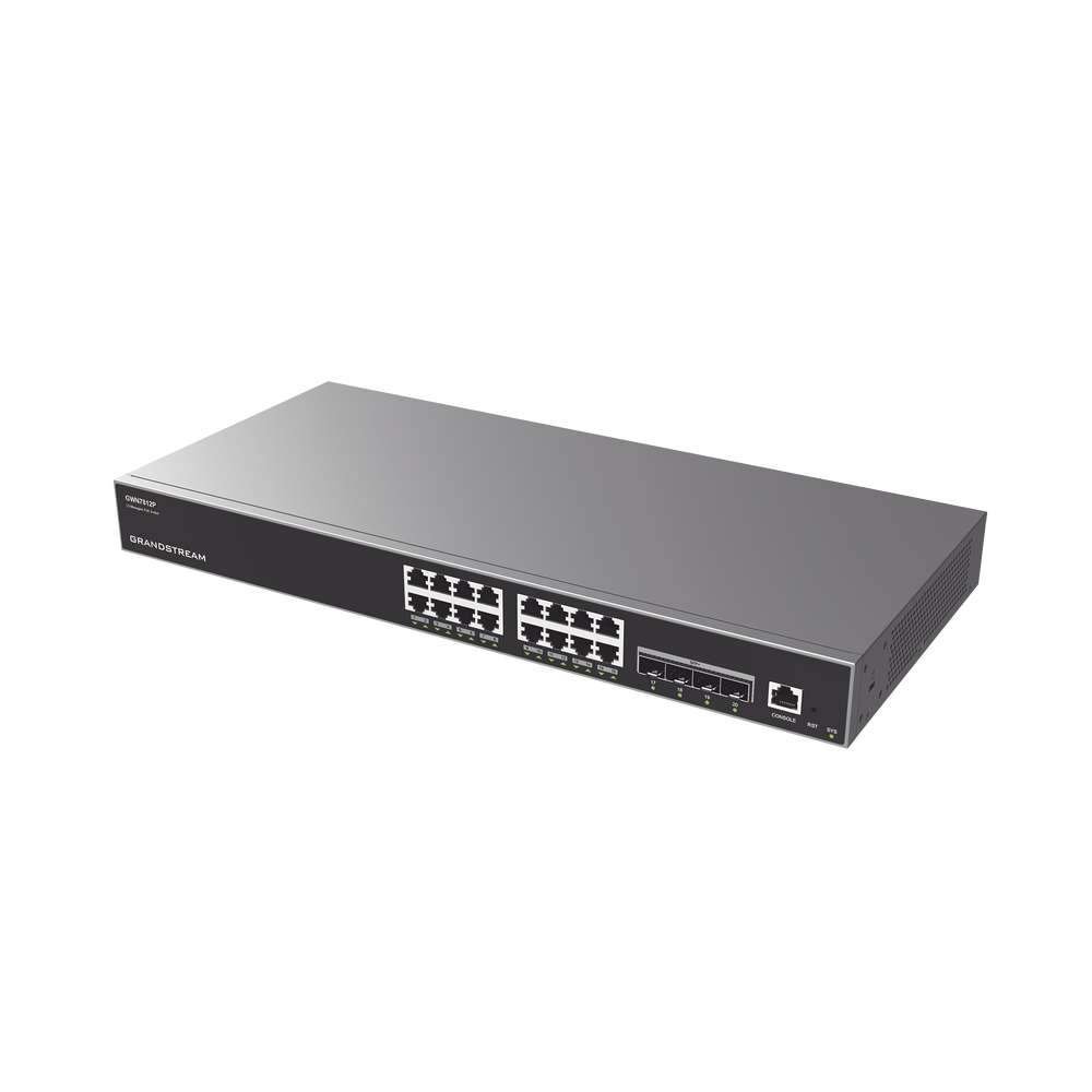 Switch Capa 3 PoE+ Administrable / 16 puertos 10/100/1000 Mbps + 4 Puertos SFP+ de 10 Gigabits / Hasta 240W / Compatible con GWN Cloud.