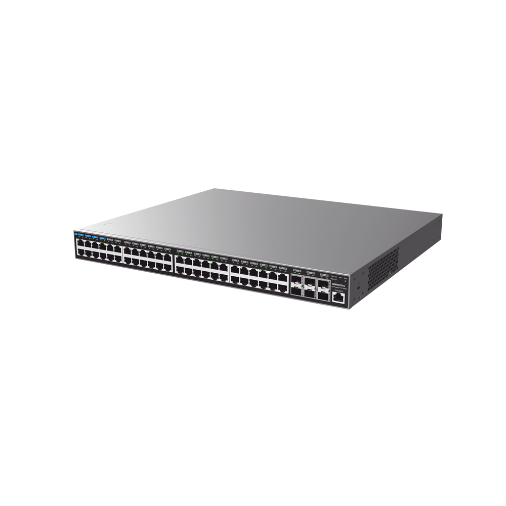 Switch Capa 3 Administrable / 48 puertos 10/100/1000 Mbps + 6 Puertos SFP+ de 10 Gigabits / Compatible con GWN Cloud.