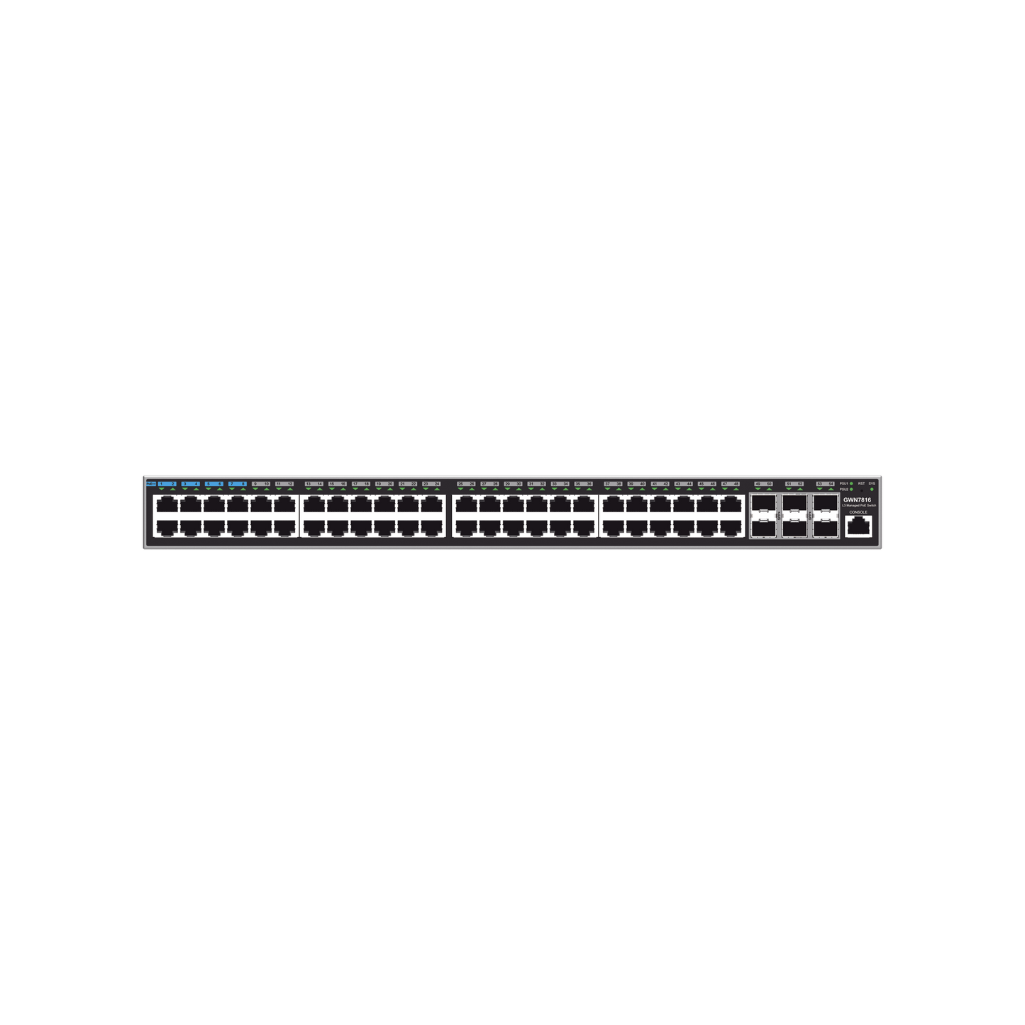 Switch Capa 3 Administrable / 48 puertos 10/100/1000 Mbps + 6 Puertos SFP+ de 10 Gigabits / Compatible con GWN Cloud.