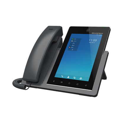 Teléfono IP Android 11, 16 líneas SIP con 16 cuentas, pantalla táctil  7", puertos Gigabit, Wi-Fi, Bluetooth, PoE, codec Opus, IPV4/IPV6 con gestión en la nube GDMS
