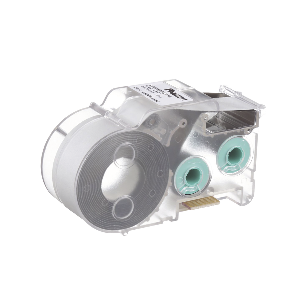Casete de Etiquetas de Poliolefina de Cinta Continua, Tubo Termocontráctil, 11.2 mm de Ancho, 2.4 Metros (7.87 Pies) de Largo, Para Cables de 2 a 6.4 mm (16-10 AWG) de Diámetro, Color Blanco