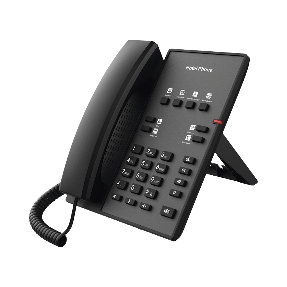 Teléfono IP para Hotelería, profesional con 8 teclas programables para servicio rápido, plantilla personalizable con PoE
