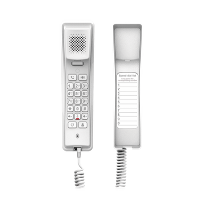 Teléfono IP profesional para Hotelería, montaje en pared,  teclado numérico estándar, conferencia de 3 vías, Opus y PoE.