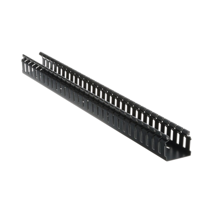 Canaleta Ranurada de PVC sin Tapa, Tipo H (Tapa Abisagrada), 55.1 mm de Ancho, 50.3 mm de Alto y 1828.8 mm de Largo, Color Negro