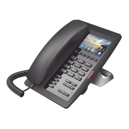 (H5W Color Negro)Teléfono IP WiFi para Hotelería, profesional de gama alta con pantalla LCD de 3.5 pulgadas a color, 6 teclas programables para servicio rápido (Hotline) PoE