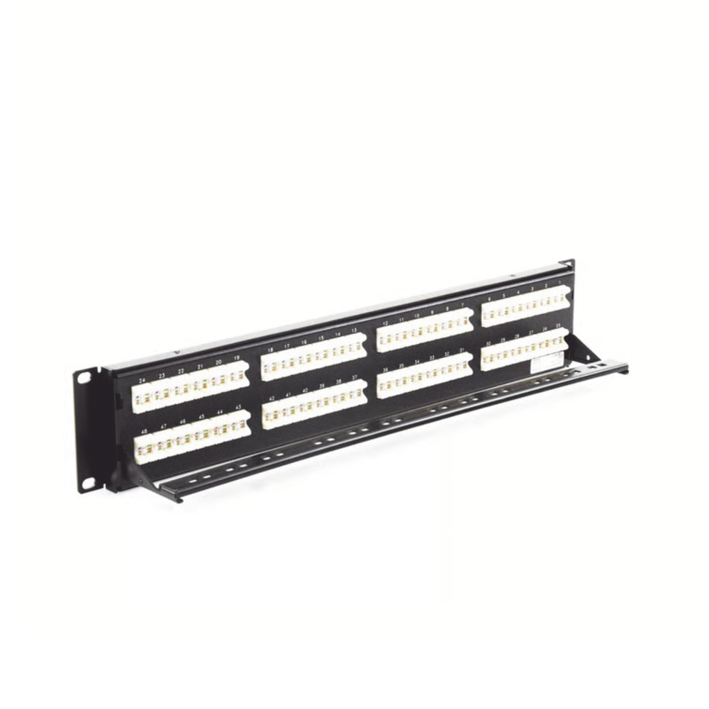 Patch Panel UTP HD6 Categoría 6, de 48 puertos, Angulado para alta densidad de puertos, 2UR
