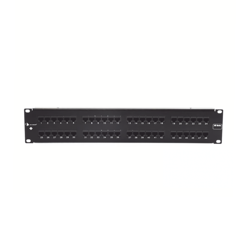 Patch Panel UTP HD6 Categoría 6, de 48 puertos, Angulado para alta densidad de puertos, 2UR
