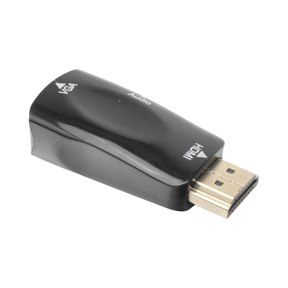 Adaptador (Convertidor) HDMI a VGA  / HDMI Macho a VGA Hembra / Resolución 1920x1080 @ 60Hz  / Adaptador de Audio de 3.5 mm / Chapado en Níquel
