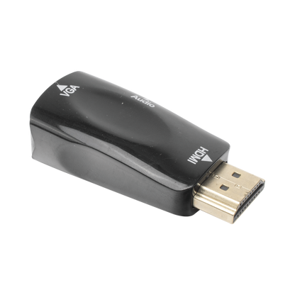 Adaptador (Convertidor) HDMI a VGA  / HDMI Macho a VGA Hembra / Resolución 1920x1080 @ 60Hz  / Adaptador de Audio de 3.5 mm / Chapado en Níquel