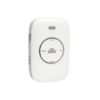 (HikFire) Detector de Gas Natural Metano (CH4) / Alarma Temprana / Salida para cierre de Válvula y/o  activación de Ventilador / Protección IP30 / Alarma de 70dB a 115dB a 1 metro de distancia