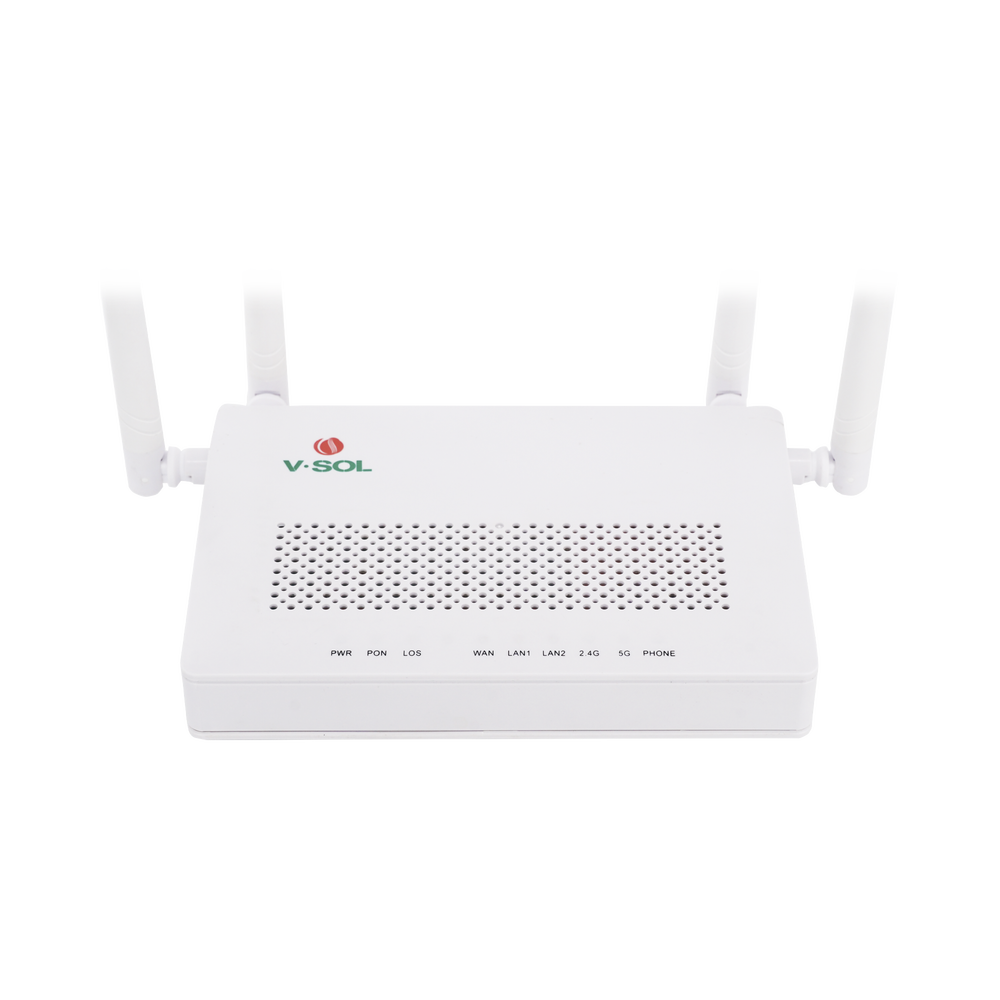 ONU Dual G/EPON con Wi-Fi AC de doble banda, 1 puerto SC/UPC + 2 puertos LAN Gigabit + 1 puerto FXS