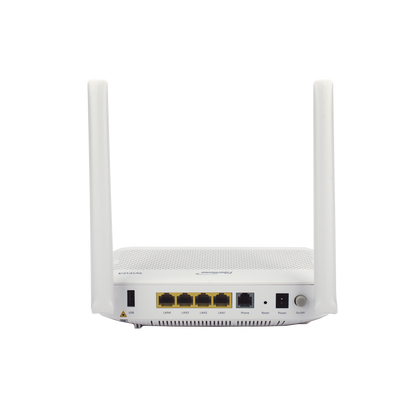 ONU GPON WiFi 6, (2.4/5 GHz), 2 Antenas de 5 dBi, Compatible con OLT de Terceros, 4 puertos Gigabit + 1 POTS + 2 USB, conector SC/UPC
