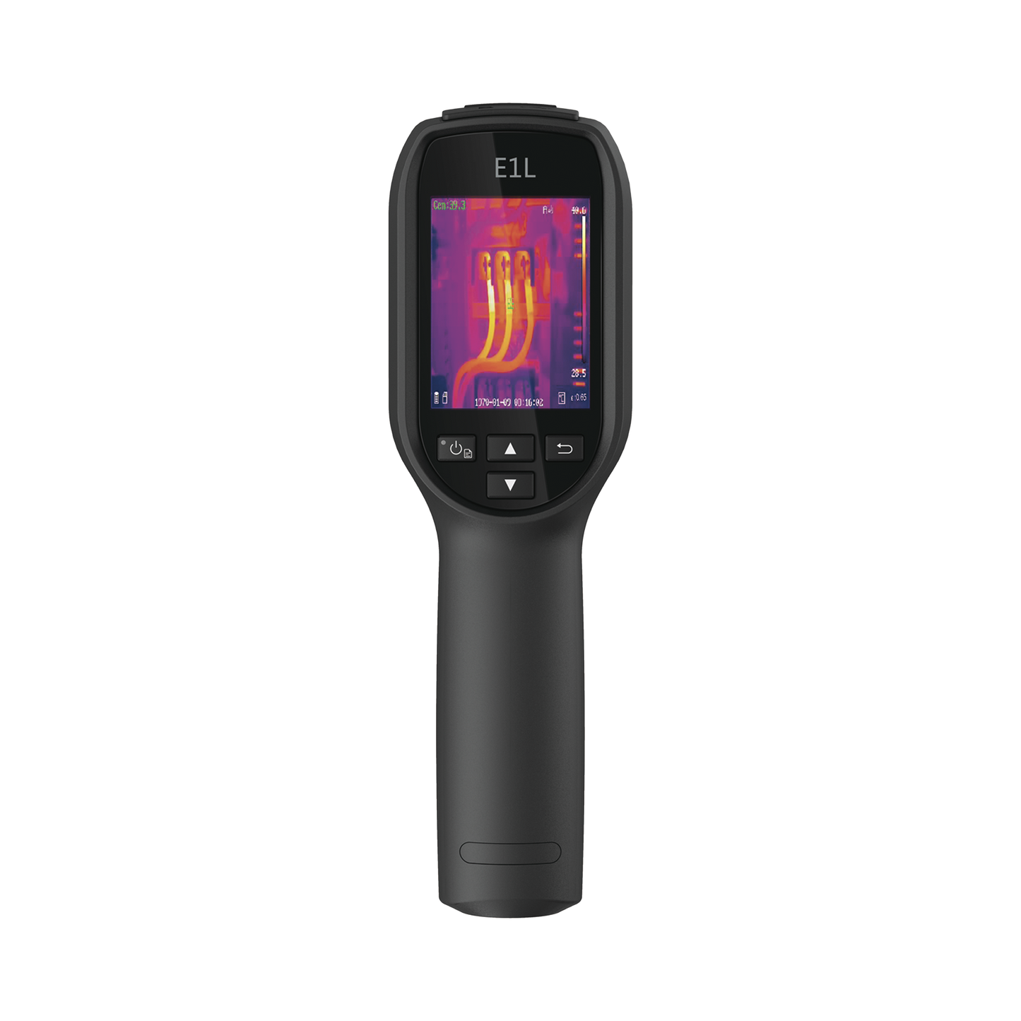 E1L - Cámara Termográfica Portátil / Resolución 160 x 120 / Lente 3.1 mm / Pantalla LCD 2.4" / IP54  / Ranura Micro SD hasta 128 GB (8 GB por Default Integrada)