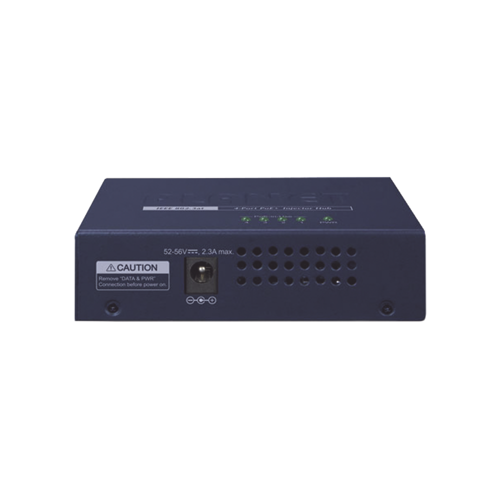 Inyector High PoE, de 4 Puertos Gigabit de Entrada, 4 Puertos PoE 802.3af/at Gigabit de Salida Para Cada Puerto, Hasta 30 W por interfaz