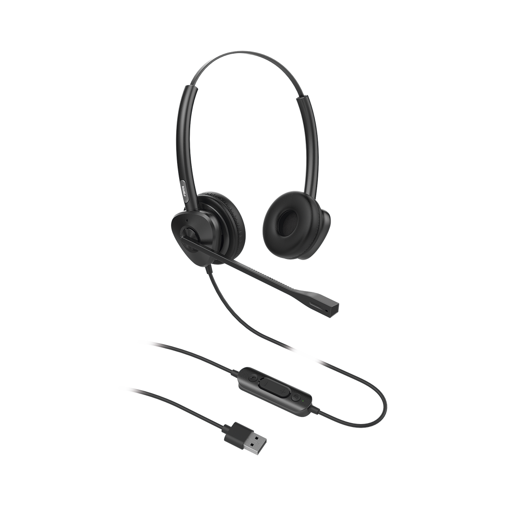 Diadema binaudal (duo) con tecnología antishock para teléfonos IP FANVIL USB con micrófono de cancelación de ruido, larga durabilidad