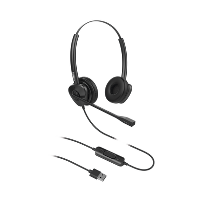 Diadema binaudal (duo) con tecnología antishock para teléfonos IP FANVIL USB con micrófono de cancelación de ruido, larga durabilidad